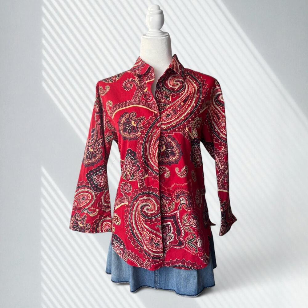 Vintage y2k red paisley button up